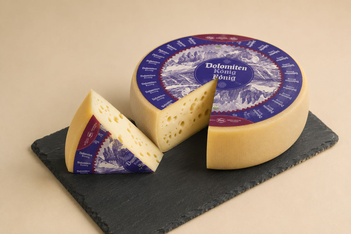 Südtiroler Dolomitenkönig Schnittkäse aus Bergmilch mit nussig-würzigem Aroma