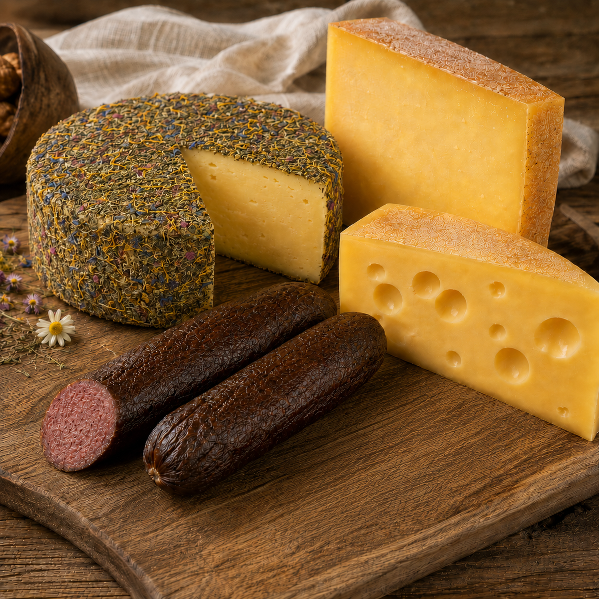 Kitzbüheler Gaumenschmaus mit Tiroler Käse und Kaminwurzn