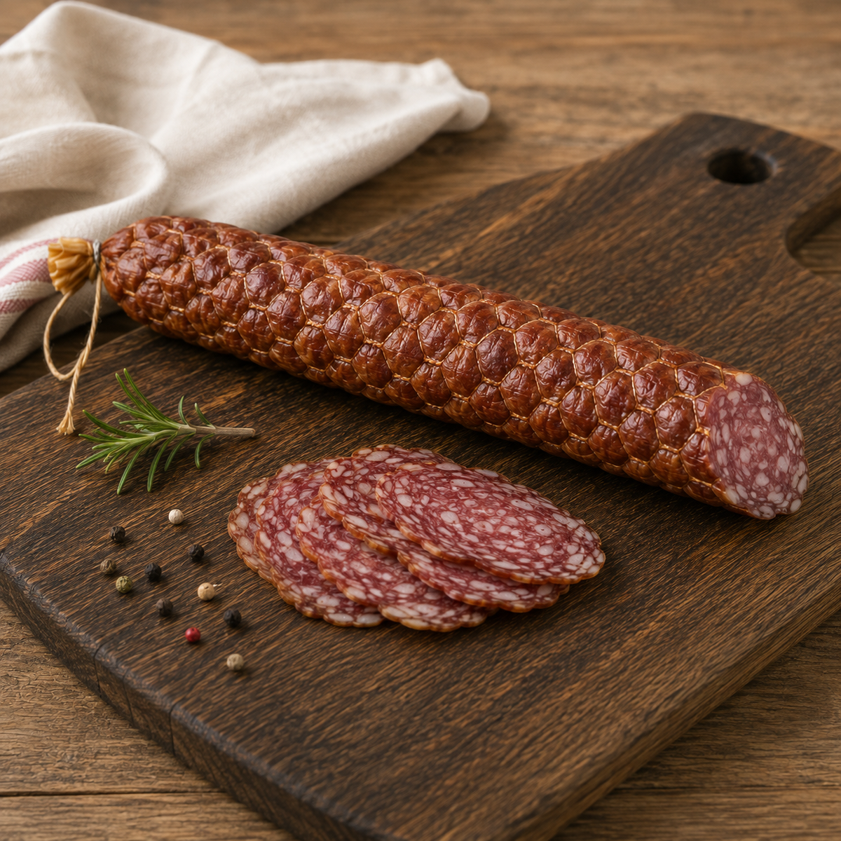 Tiroler Netzsalami im traditionellen Netz